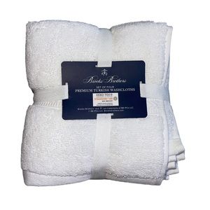 Brooks Brothers set of 4 Premium Turkish White Washcloths New